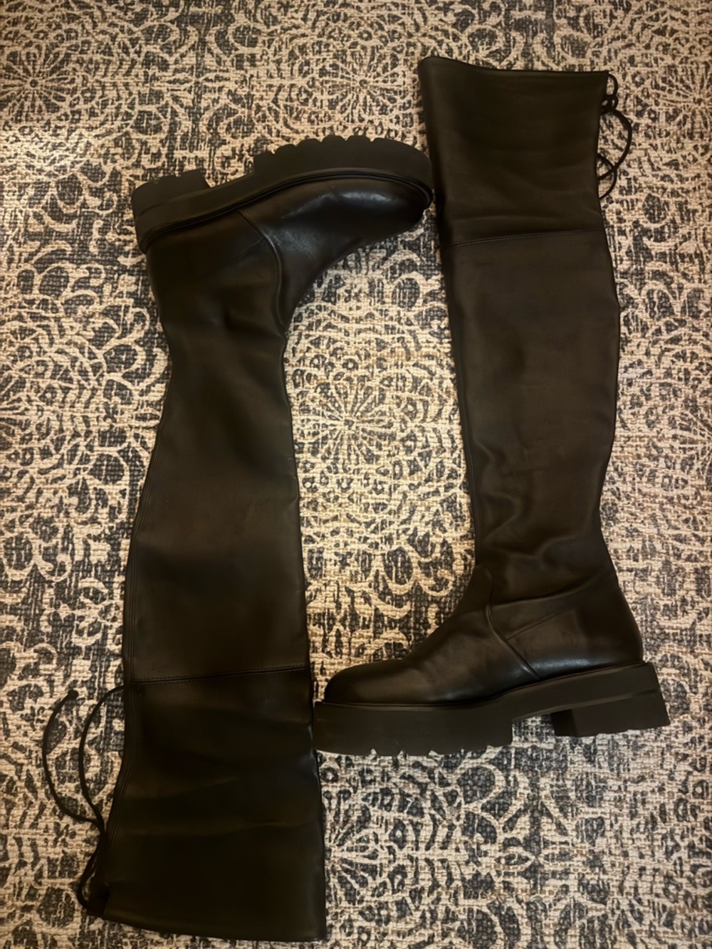 Stuart Weitzman Black Over-the-Knee Leather Boots - Picture 8 of 9